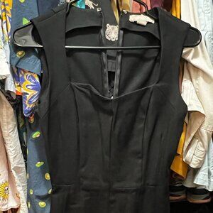 Banana Republic Black Sheath Dress Spandex, Structured, Midi Women's Size 0